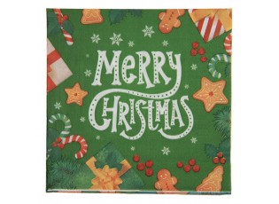 Zelené vánoční papírové ubrousky Merry Christmas - 33*33 cm (20ks)