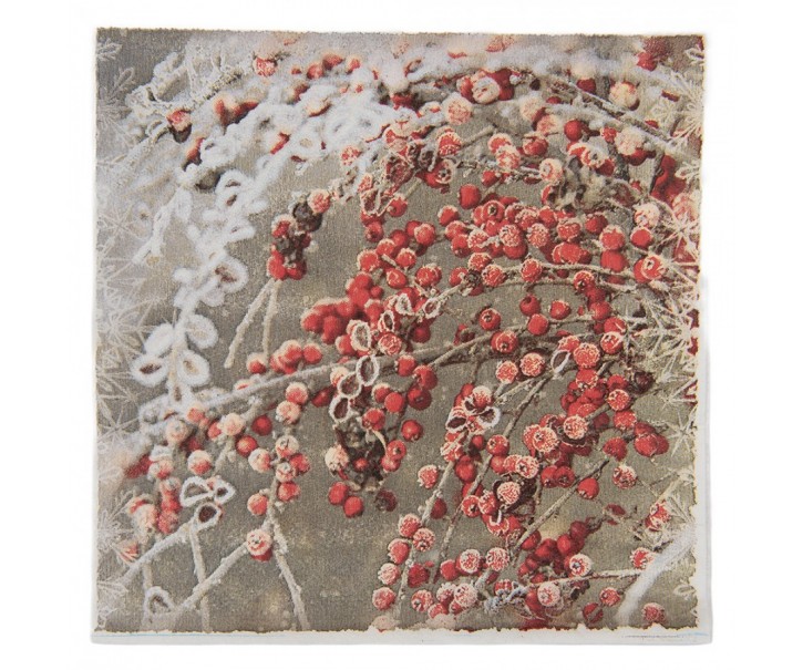 Vánoční papírové ubrousky s červenými bobulemi - 33*33 cm (20ks) Clayre & Eef