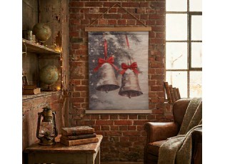 Vánoční vintage nástěnná mapa se zvonky - 55*3*75 cm