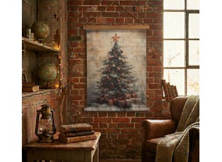 Vánoční vintage nástěnná mapa svánočním stromečkem - 55*3*75 cm