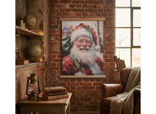 Vánoční vintage nástěnná mapa se Santou - 55*3*75 cm