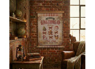 Vánoční vintage nástěnná mapa s perníčky Gingerbread Bakery - 55*3*75 cm