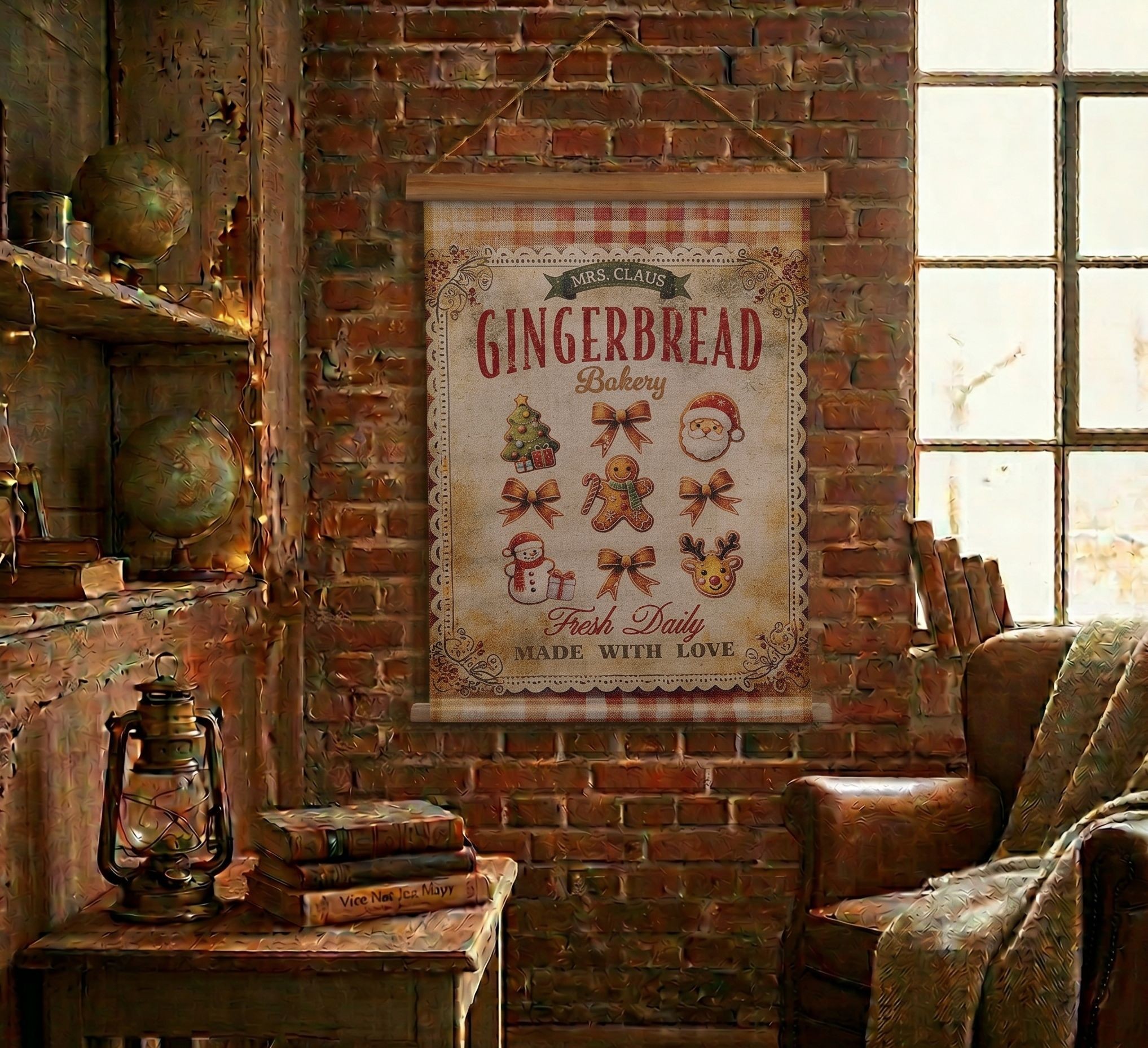 Vánoční vintage nástěnná mapa s perníčky Gingerbread Bakery - 55*3*75 cm Clayre & Eef Vánoční vintage nástěnná mapa s perníčky Gingerbread Bakery - 55*3*75 cm Clayre & Eef