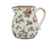 Krémový antik keramický džbán s jahůdkami Fraises - 16*15 cm Chic Antique