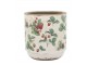 Krémový antik keramický obal na květináč s jahůdkami Fraises - Ø 13*13 cm Chic Antique
