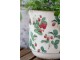 Krémový antik keramický obal na květináč s jahůdkami Fraises - Ø 13*13 cm Chic Antique