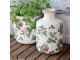 Krémová antik keramická váza s jahůdkami Fraises - Ø 11*17 cm Chic Antique