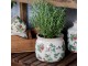 Krémový antik keramický obal na květináč s jahůdkami Fraises - Ø 15*13 cm Chic Antique