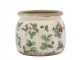 Krémový antik keramický obal na květináč s jahůdkami Fraises - Ø 15*13 cm Chic Antique