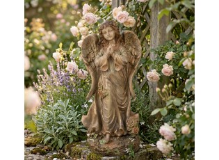 Béžová antik dekorace socha anděl Angel Vintage - 38*27*79 cm