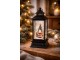 Černá vánoční lucerna sněžítko s LED osvětlením Santa - 10*10*28 cm / 3*AAA Clayre & Eef