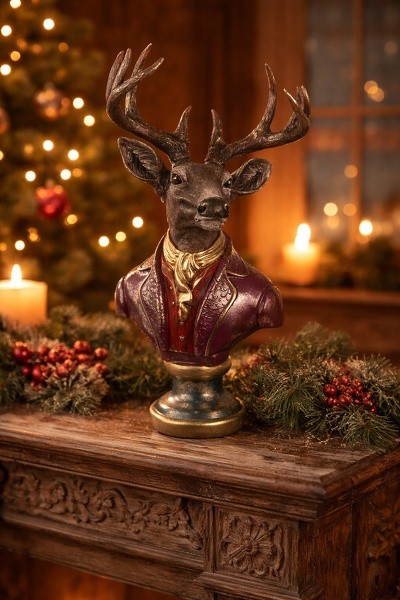 Červeno-hnědá vánoční dekorace busta jelen Deer - 30*22*57 cm Clayre & Eef Červeno-hnědá vánoční dekorace busta jelen Deer - 30*22*57 cm Clayre & Eef