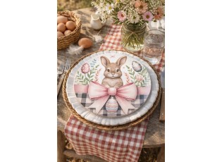Dekorační plastový velikonoční talíř s králíčkem - Ø 33*1 cm