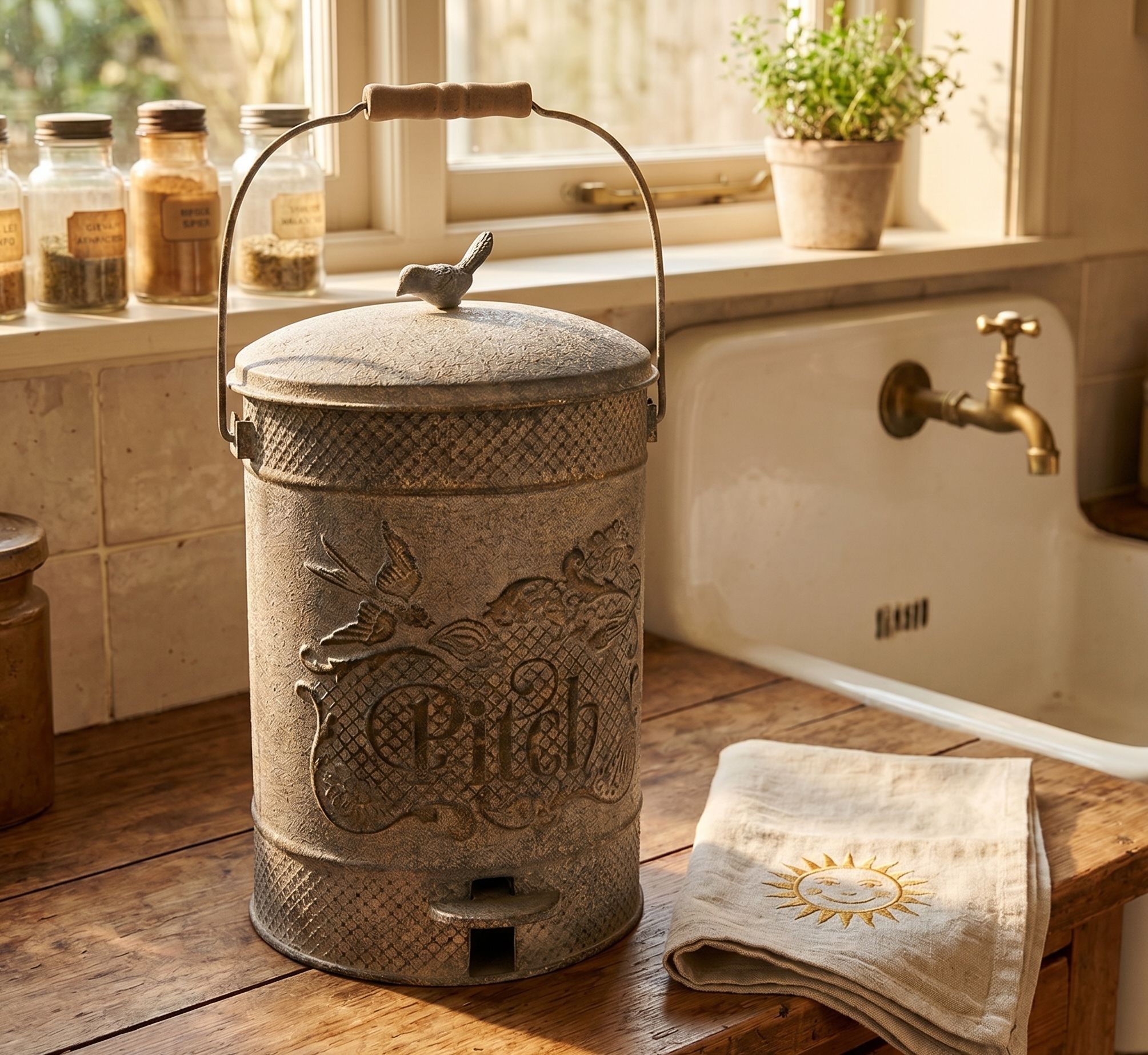 Šedý antik kovový odpadkový koš s pedálem Pitch - 24*24*31 cm Clayre & Eef Šedý antik kovový odpadkový koš s pedálem Pitch - 24*24*31 cm Clayre & Eef