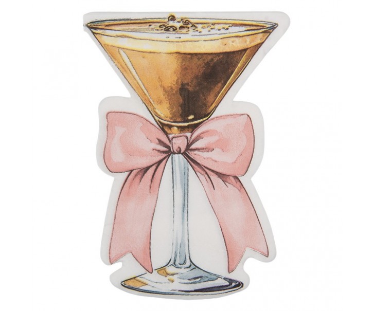 20ks papírové ubrousky ve tvaru skleničky s mašlí - 33*33 cm Clayre & Eef