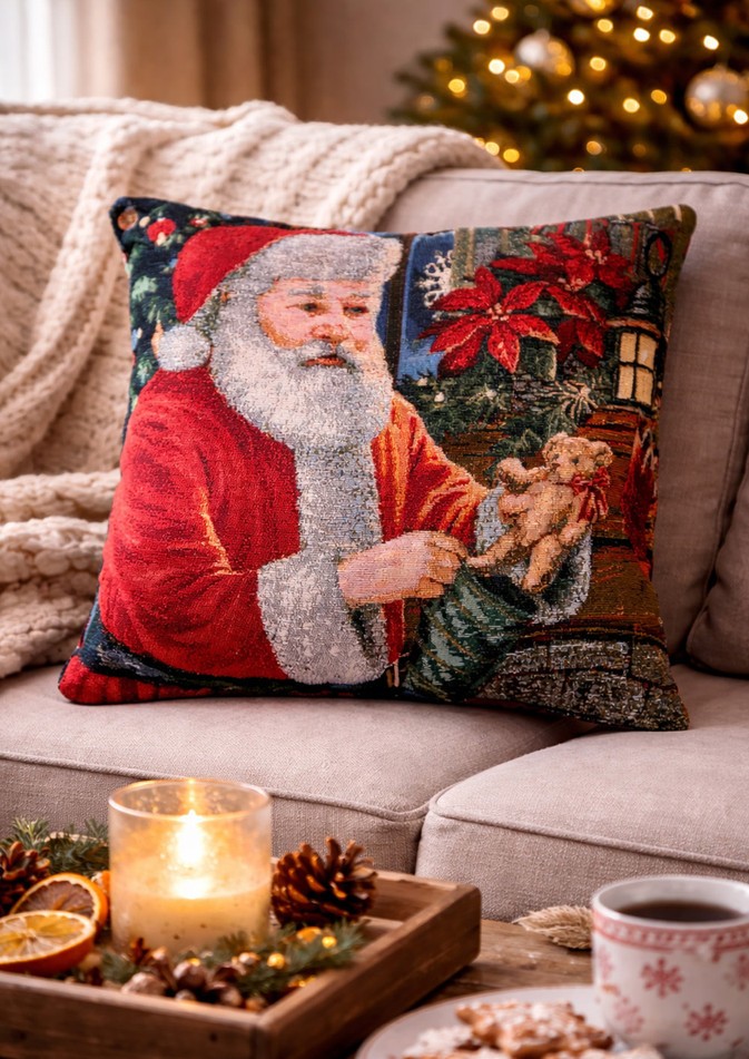 Červený povlak na polštář Santa Claus Christmas Rustic I - 44*44 cm Clayre & Eef Červený povlak na polštář Santa Claus Christmas Rustic I - 44*44 cm Clayre & Eef
