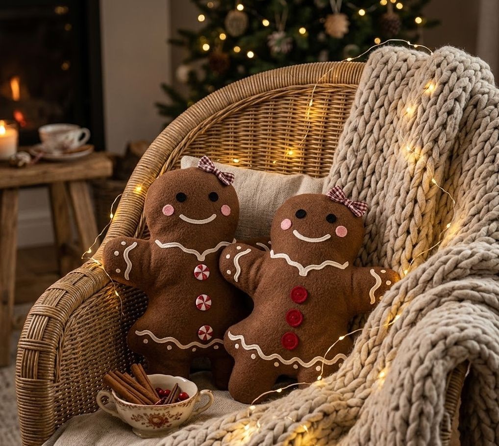 Dekorativní vánoční polštář Perníková holčička Gingerbread - 35*5*44 cm Clayre & Eef Dekorativní vánoční polštář Perníková holčička Gingerbread - 35*5*44 cm Clayre & Eef