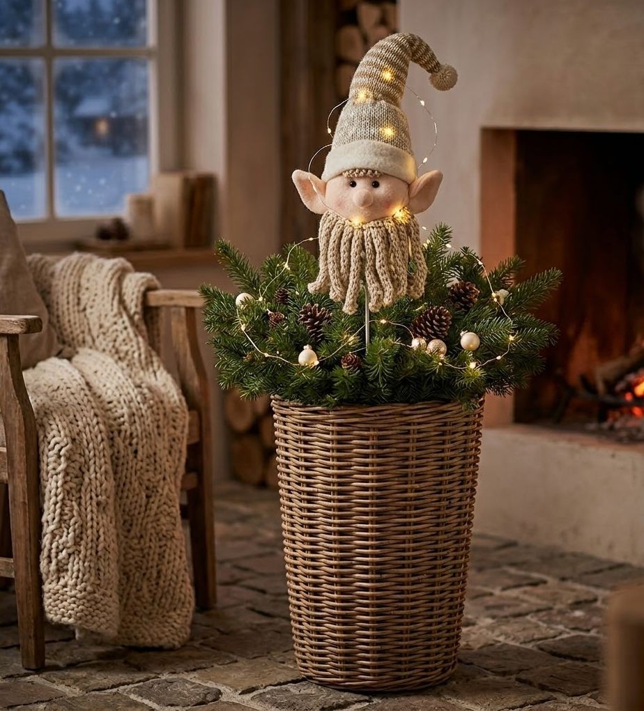 Veliký vánoční zápich béžový skřítek Elf - 18*15*80 cm Clayre & Eef Veliký vánoční zápich béžový skřítek Elf - 18*15*80 cm Clayre & Eef