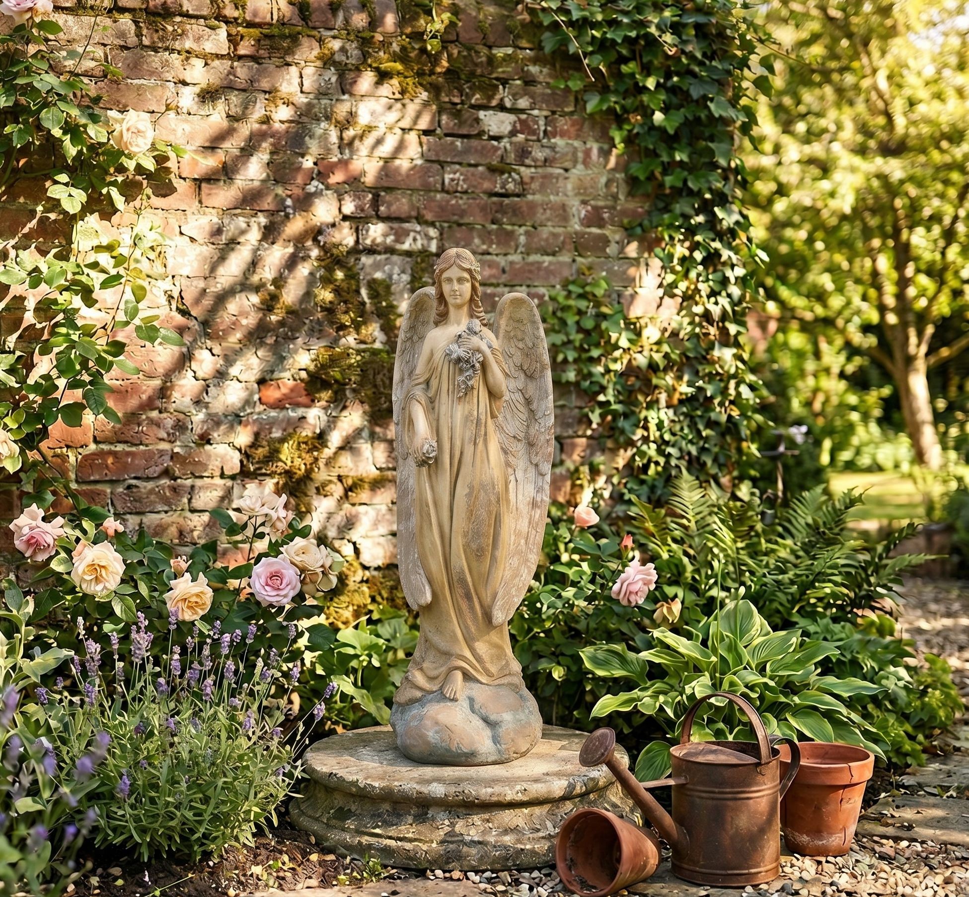 Béžová antik dekorace socha anděl Angel Vintage - 28*22*71 cm Clayre & Eef Béžová antik dekorace socha anděl Angel Vintage - 28*22*71 cm Clayre & Eef