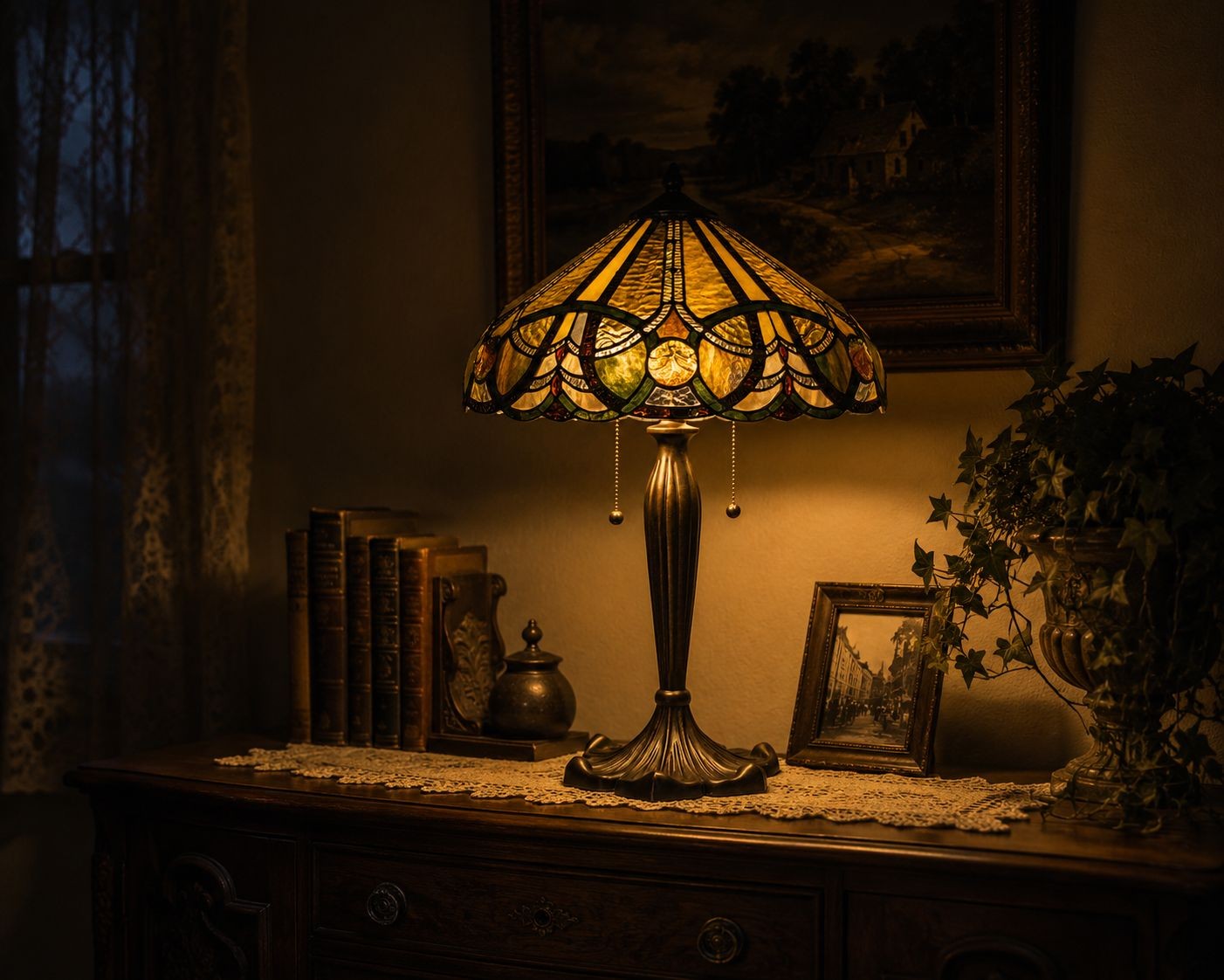 Stolní lampa Tiffany - Ø 41*61 cm 2x E27 Clayre & Eef Stolní lampa Tiffany - Ø 41*61 cm 2x E27 Clayre & Eef