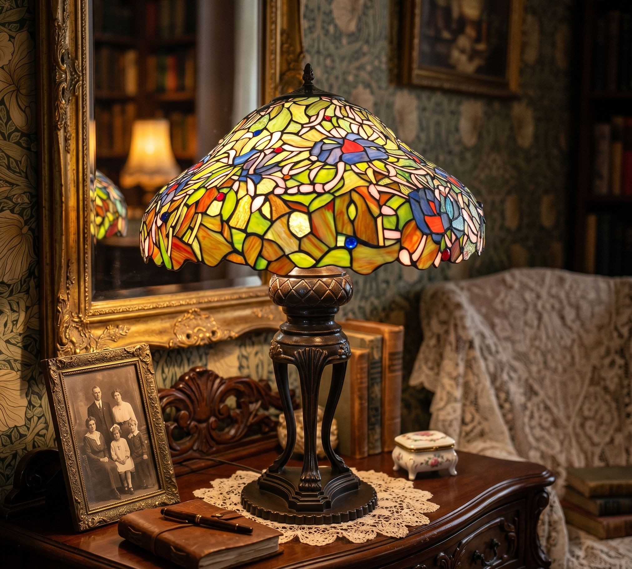 Stolní lampa Tiffany Emmie – Ø 57*83 cm E27/max 3*40W Clayre & Eef Stolní lampa Tiffany Emmie – Ø 57*83 cm E27/max 3*40W Clayre & Eef