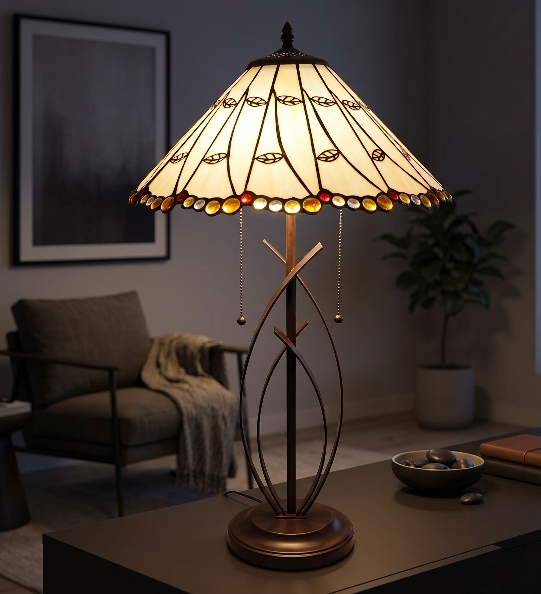Stolní lampa Tiffany Onea - Ø 41*68 cm E27/max 2*60W Clayre & Eef Stolní lampa Tiffany Onea - Ø 41*68 cm E27/max 2*60W Clayre & Eef
