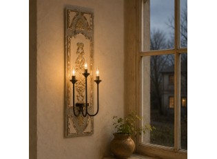 Béžovo-šedé nástěnné svítidlo na 3 žárovky Patricia - 31*19*120 cm E14/max 3*25W