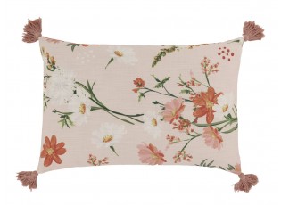 Růžový povlak na polštář se střapci a květy Aix Wild Flowers - 60*40 cm