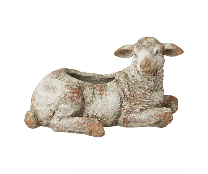 Béžová antik dekorace květináč ve tvaru ovce - 58*31*33 cm Clayre & Eef