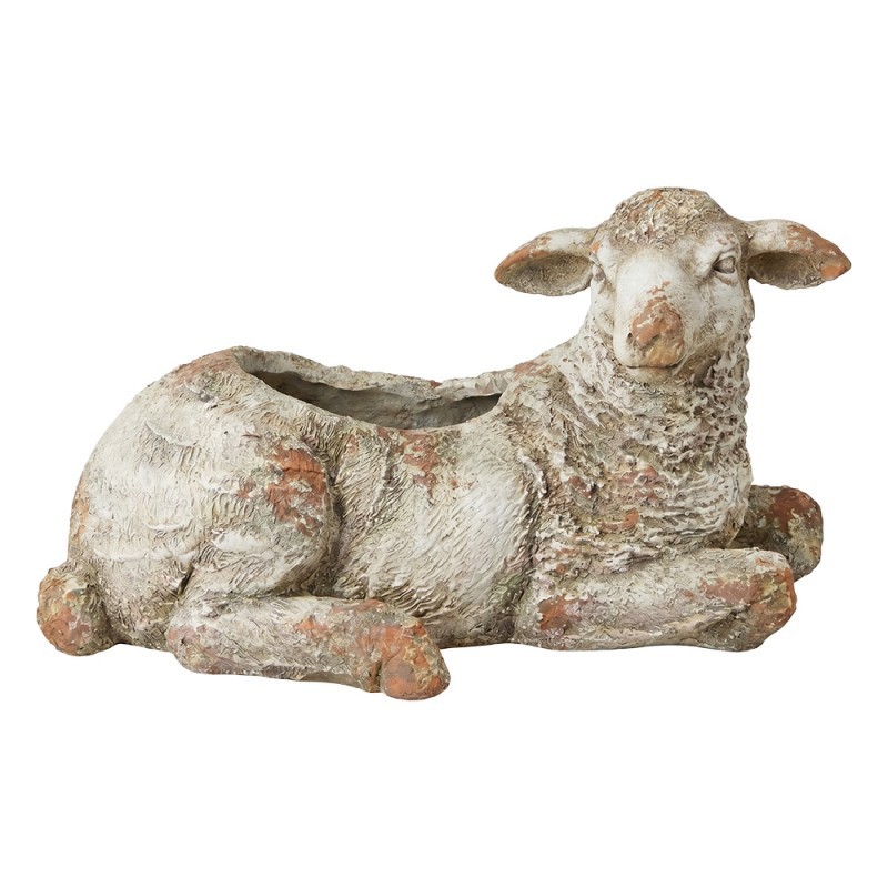 Béžová antik dekorace květináč ve tvaru ovce - 58*31*33 cm