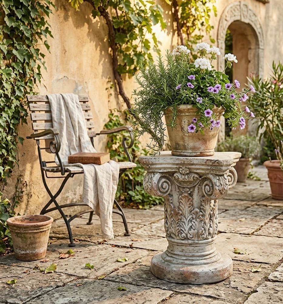Béžový antik dekorační stolek / sloup na květiny - 38*38*48 cm Clayre & Eef Béžový antik dekorační stolek / sloup na květiny - 38*38*48 cm Clayre & Eef