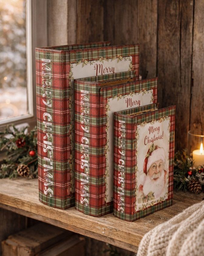 3ks úložný box ve tvaru knihy Merry Christmas - 27*22*7 / 22*17*6 / 17*12*4 cm Clayre & Eef 3ks úložný box ve tvaru knihy Merry Christmas - 27*22*7 / 22*17*6 / 17*12*4 cm Clayre & Eef