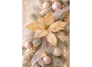 Béžovo-zlatá květina béžová vánoční hvězda Poinsettia - Ø 36*36 cm