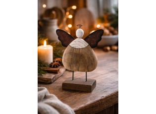 Dekorace dřevěná figurka anděl Angel Rustic M - 13*5*19 cm