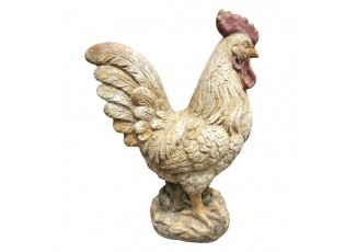 Béžová antik dekorativní figurka venkovský kohout - 35*22*49 cm