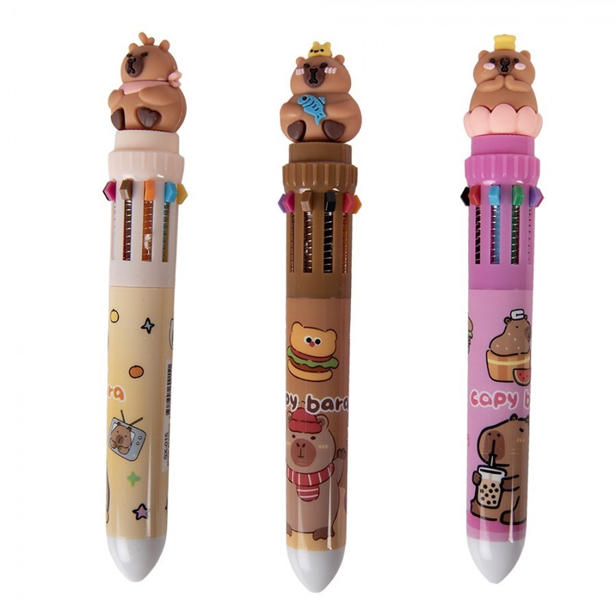 36ks barevná propiska pro děti 10 v 1 – Capybara - 19*18*16 cm