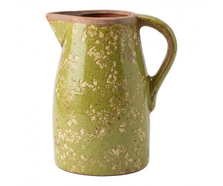 Zelený keramický džbán Rustic Wild Herb - 20*16*24 cm Clayre & Eef