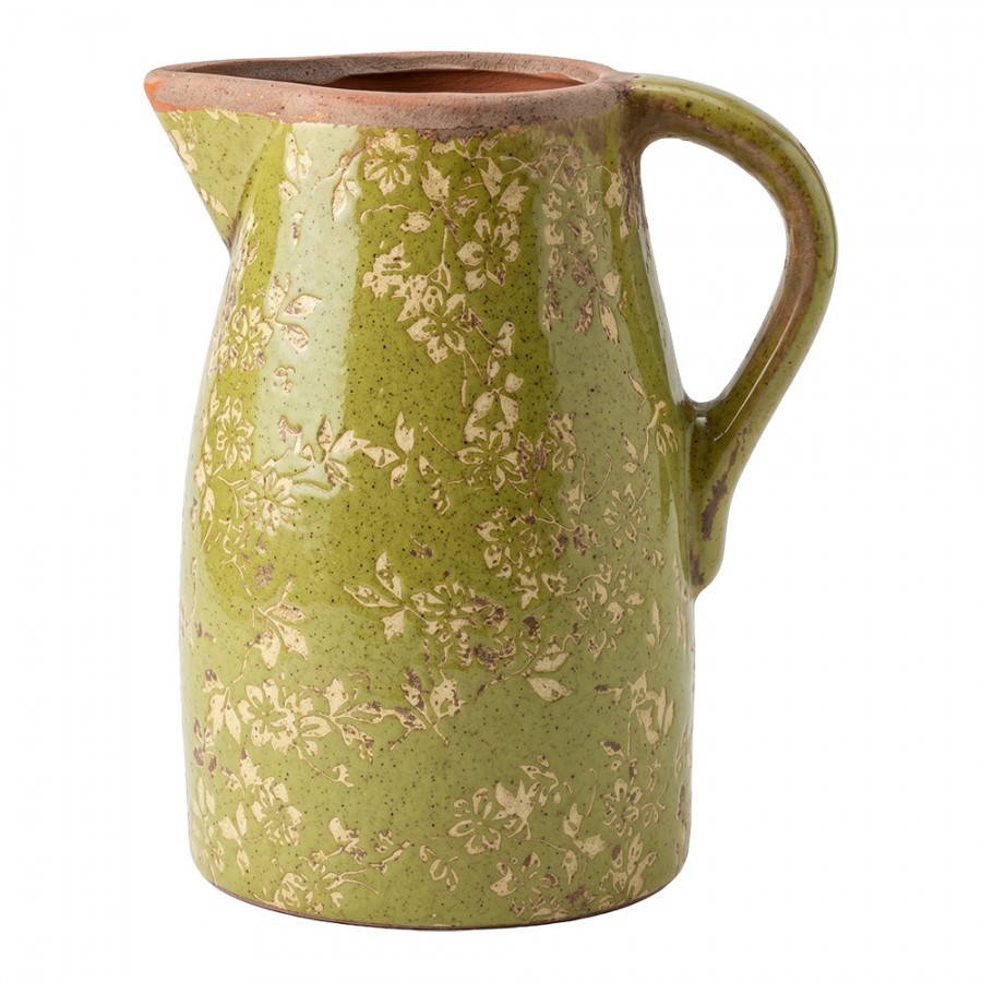 Zelený keramický džbán Rustic Wild Herb - 20*16*24 cm