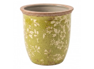 Zelený keramický obal na květináč Rustic Wild Herb S - Ø 13*13 cm