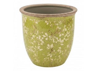 Zelený keramický obal na květináč Rustic Wild Herb L - Ø 17*17 cm