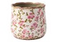 Keramický obal na květináč s růžovými květy Vintage Bloom S - Ø 11*10 cm Clayre & Eef