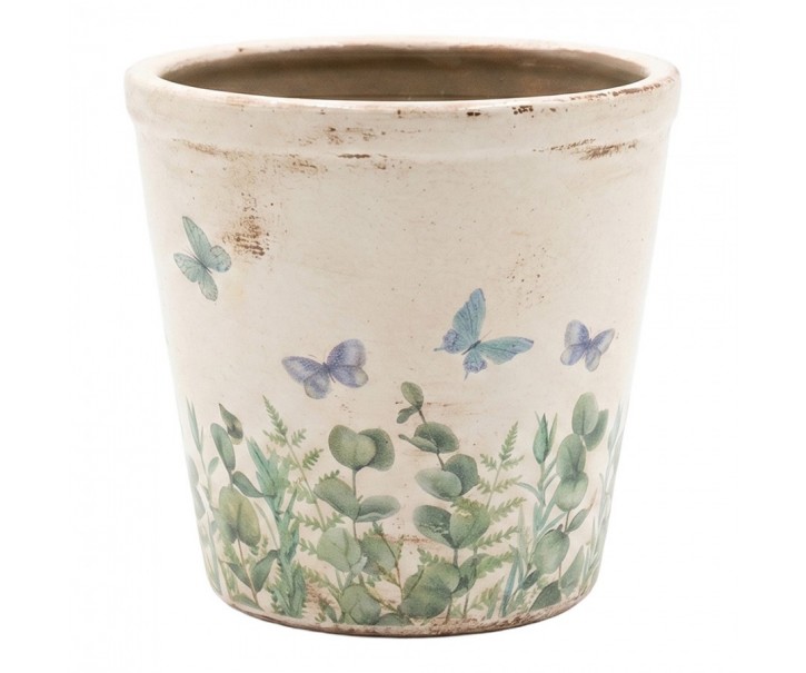 Dekorativní obal na květináč Butterflies Home S - Ø 12*11 cm Clayre & Eef