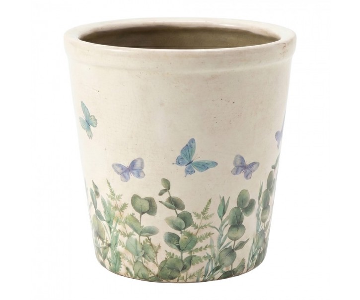 Dekorativní obal na květináč Butterflies Home M - Ø 15*14 cm Clayre & Eef