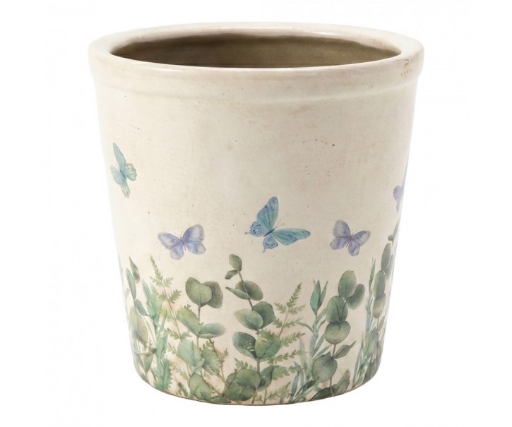 Dekorativní obal na květináč Butterflies Home L - Ø 17*16 cm Clayre & Eef