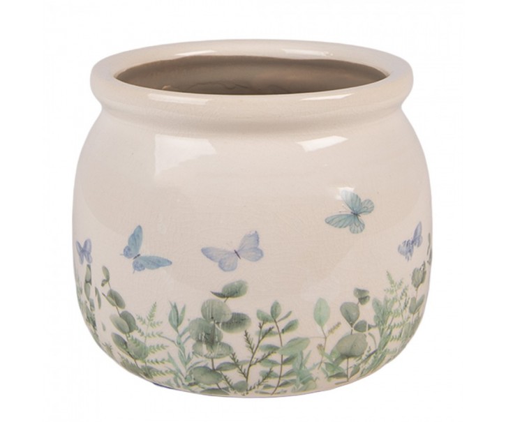 Dekorativní obal na květináč Butterflies Home S - Ø 12*10 cm Clayre & Eef