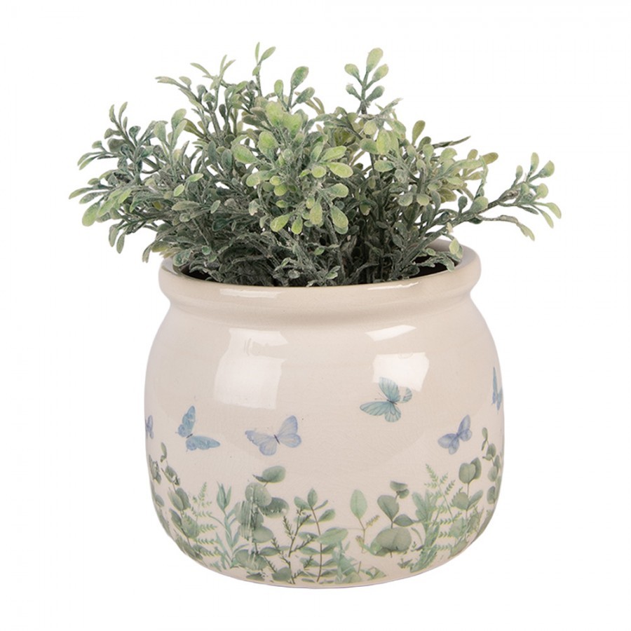 Dekorativní obal na květináč Butterflies Home S - Ø 12*10 cm Clayre & Eef Dekorativní obal na květináč Butterflies Home S - Ø 12*10 cm Clayre & Eef