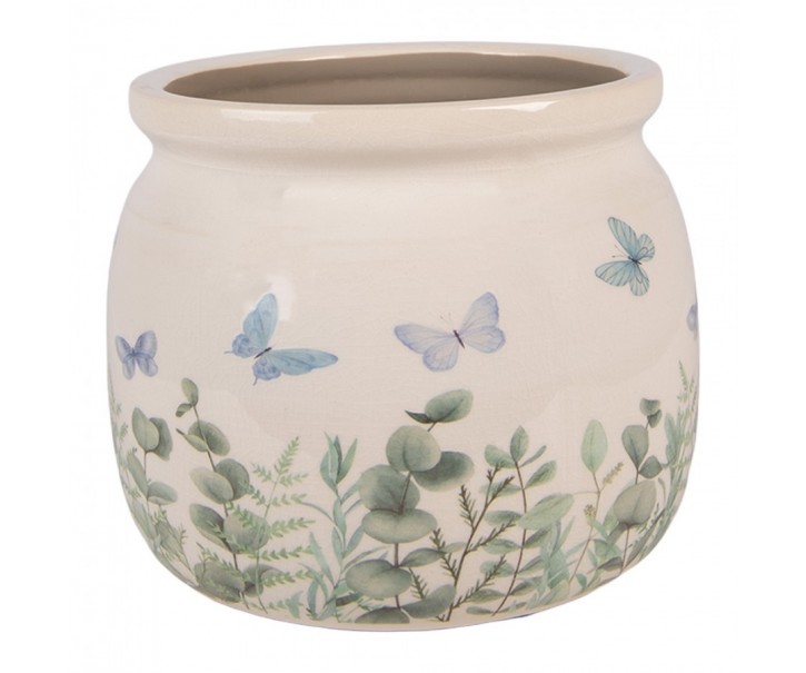 Dekorativní obal na květináč Butterflies Home M - Ø 16*13 cm Clayre & Eef