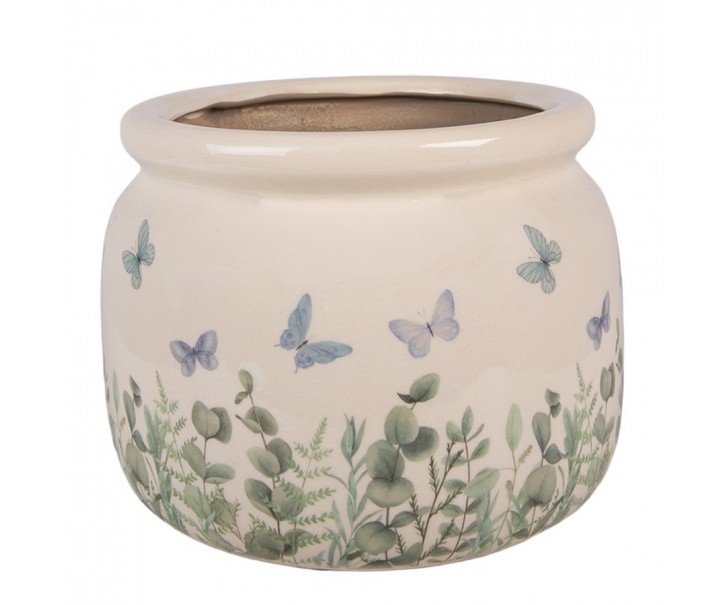 Dekorativní obal na květináč Butterflies Home L - Ø 20*15 cm Clayre & Eef