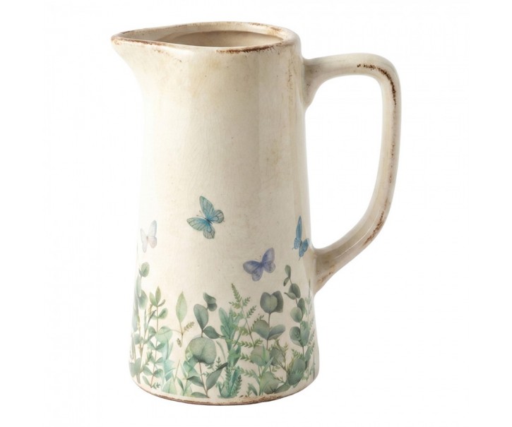 Dekorativní keramický džbán Butterflies Home M - 16*11*20 cm Clayre & Eef