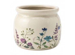 Keramický obal na květináč s lučními květy Rustic Flora S - Ø 12*10 cm